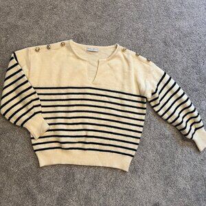 Polin et Moi Black and Cream Striped Sweater